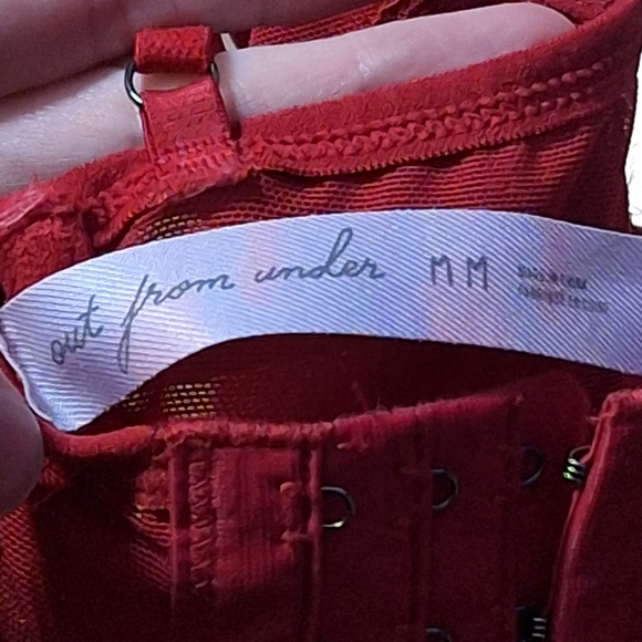 Out From Under M Red Lace Corset Top Y2K 90s Romantic Feminine Vamp Club Date - Picture 5 of 7